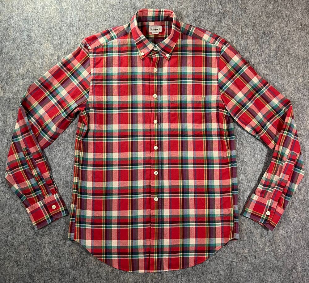 J.Crew Tailored Fit Summer Plaid Shirt / Men's Small / Button Down Cotton Multi